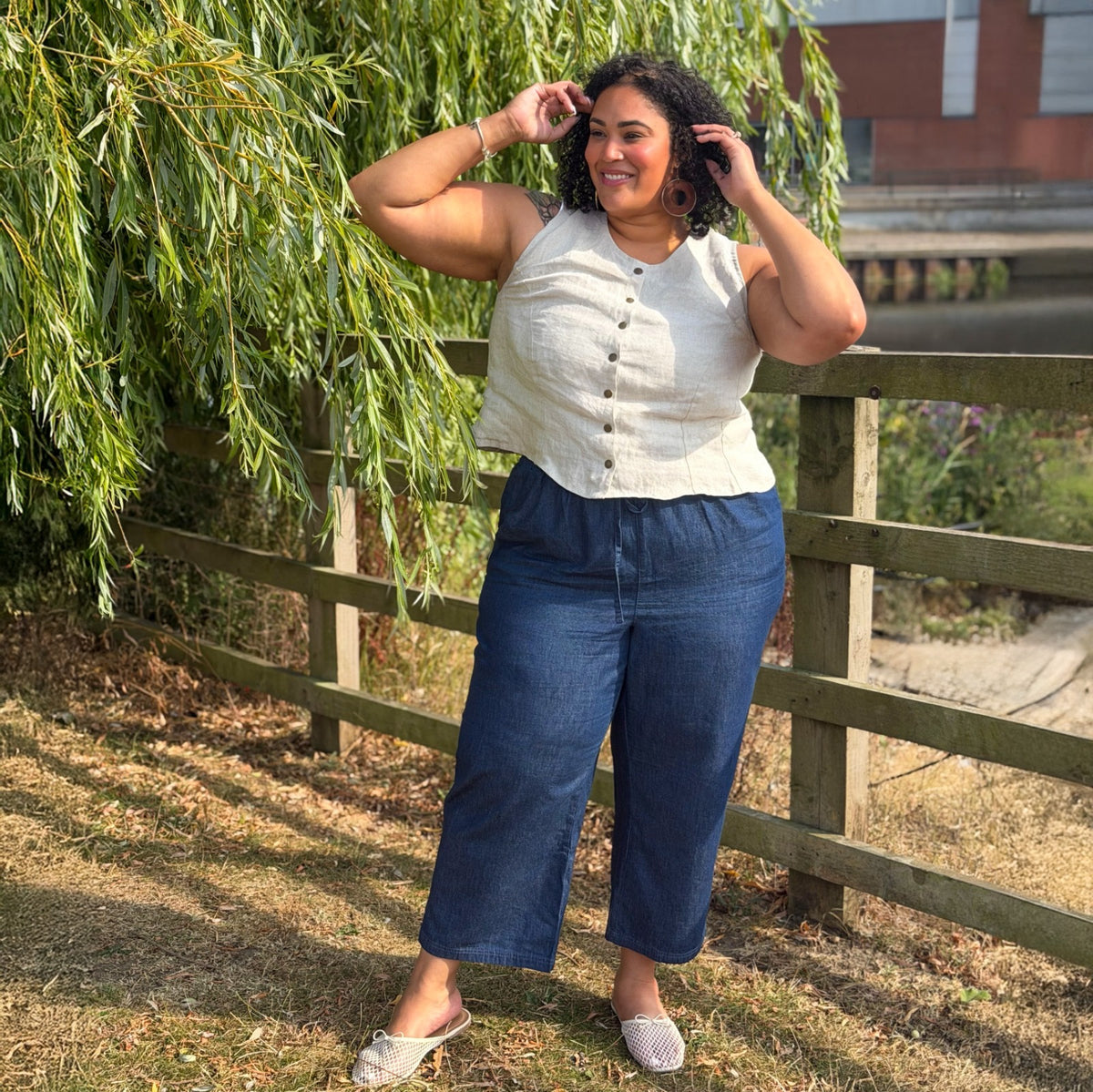Relaxed Chambray Trousers - Denim