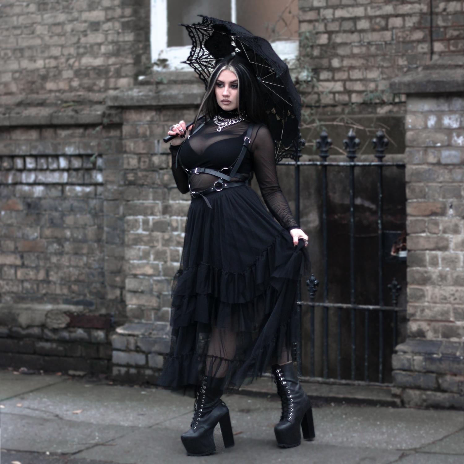 Maxi Mesh Skirt - Black