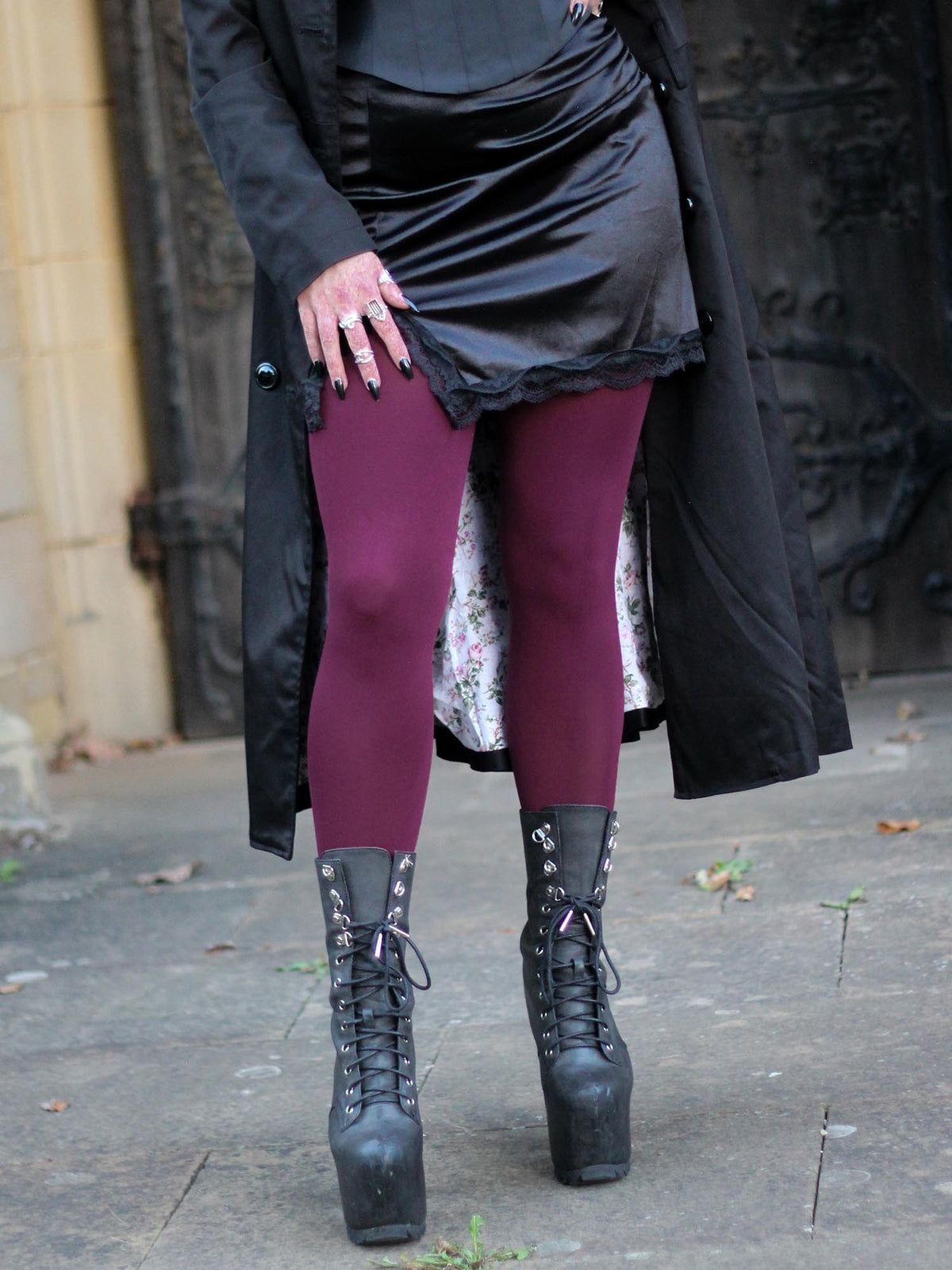 120 Denier Super-Opaque Tights - Cherry