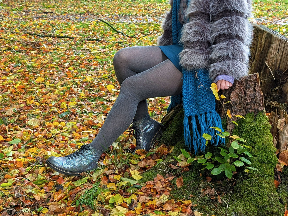 Merino Wool Tights - Silver Lining