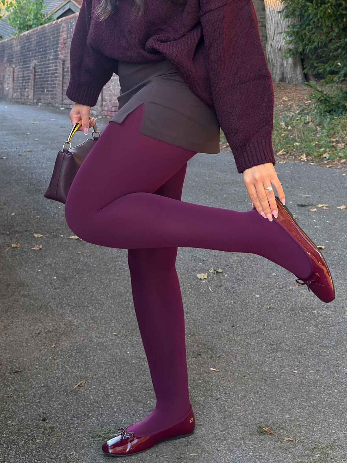 120 Denier Super-Opaque Tights - Cherry