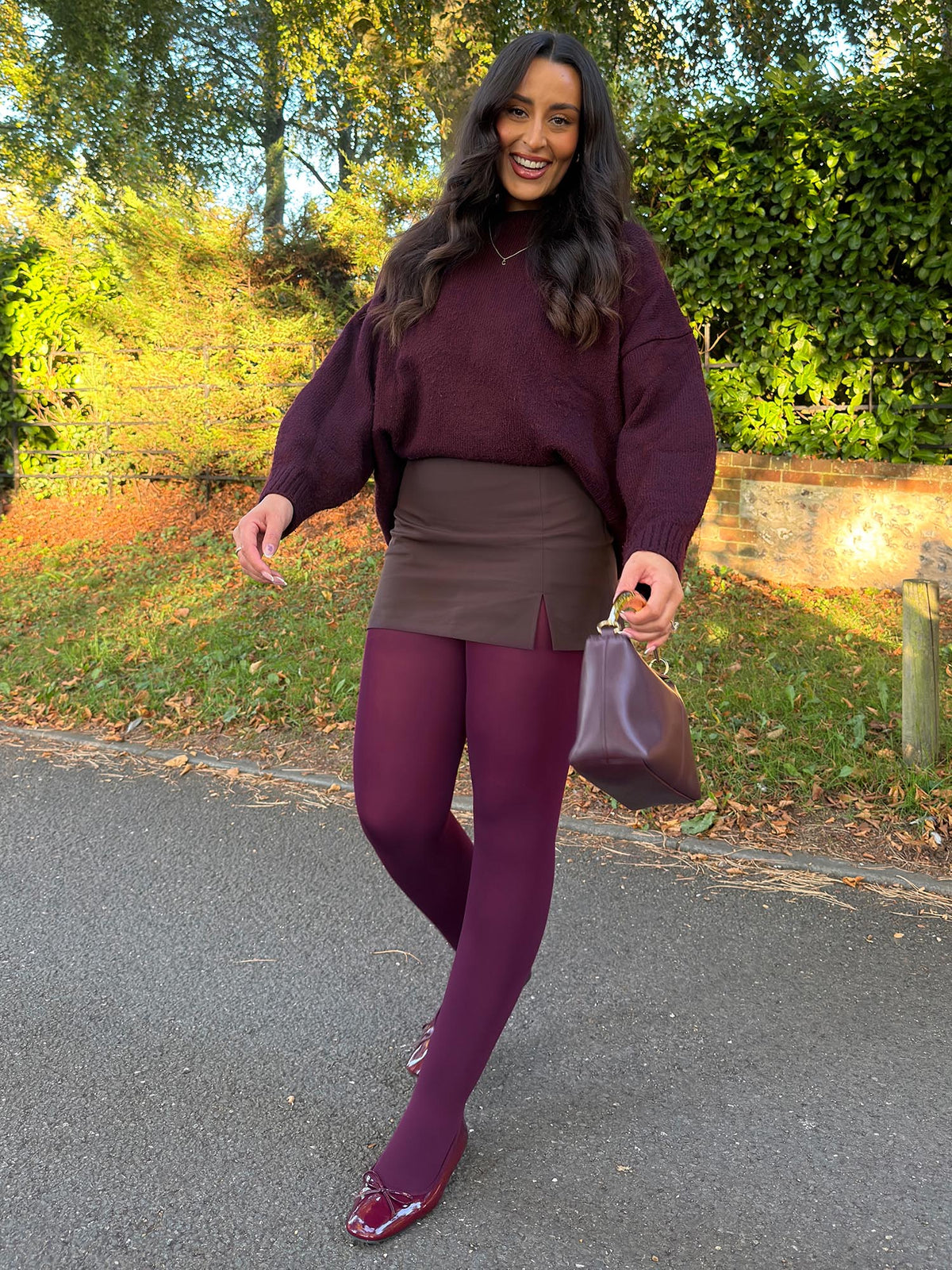 120 Denier Super-Opaque Tights - Cherry