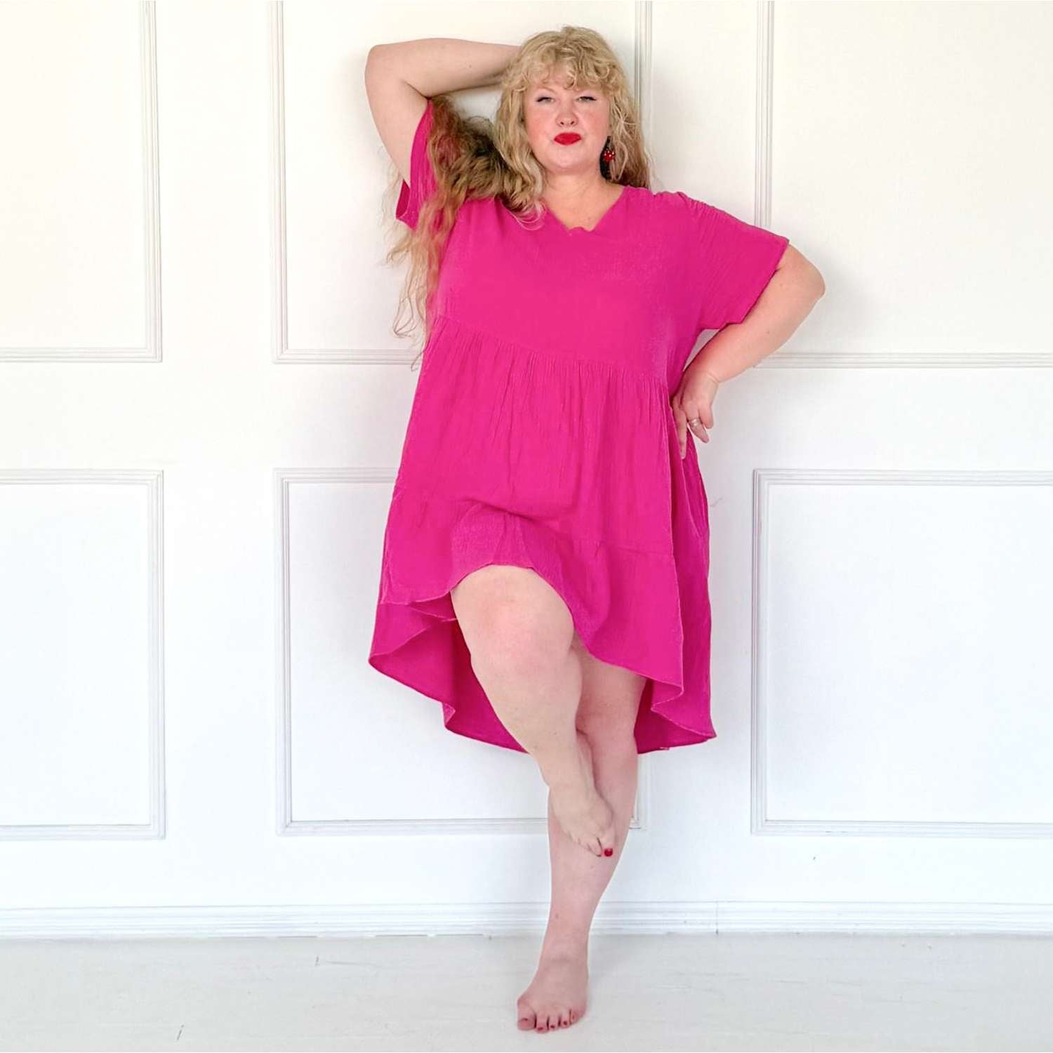 Amrita Cotton Gauze Mini Dress - Peony