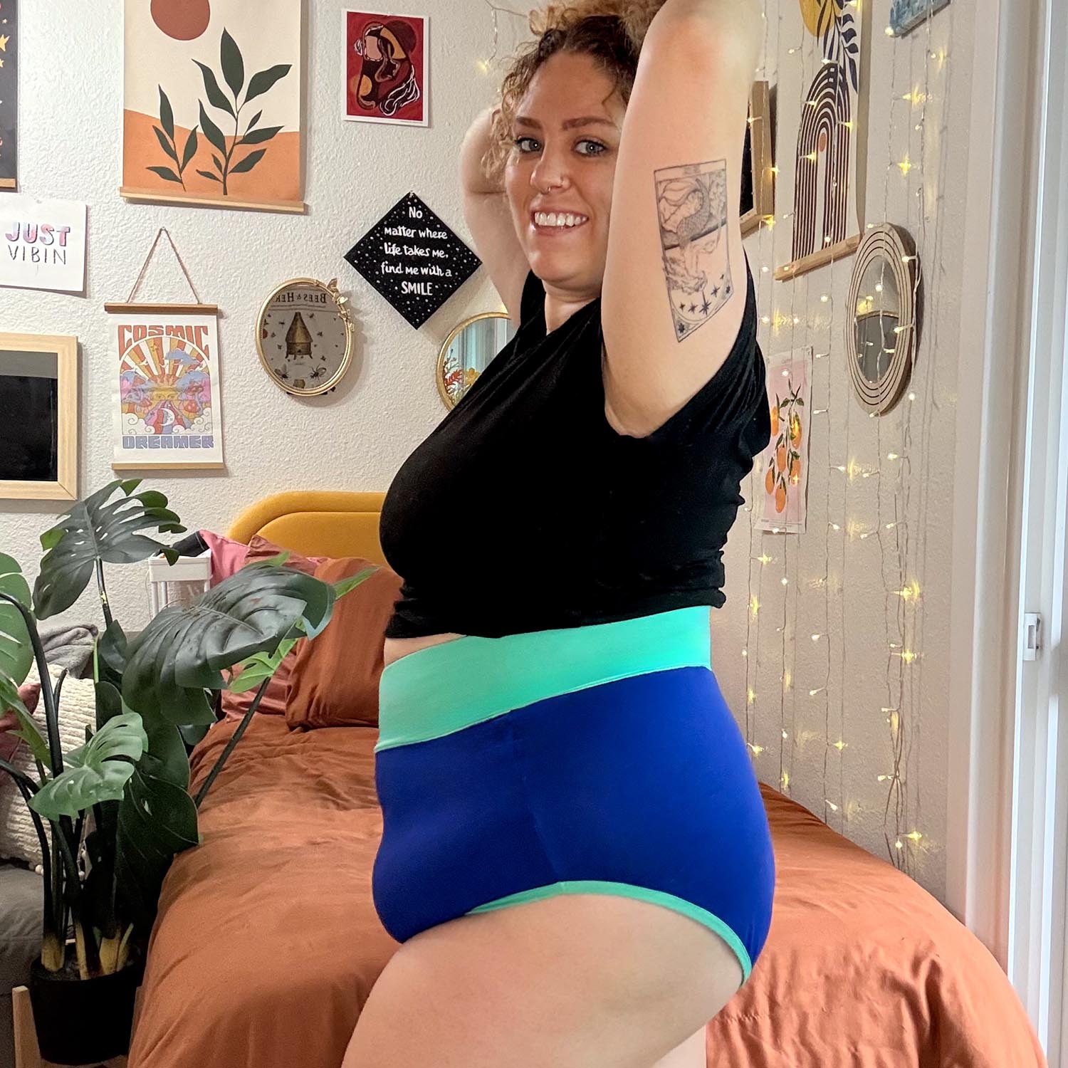 Organic Cotton Super High Waist Duo Knickers - Arabesque & Mint