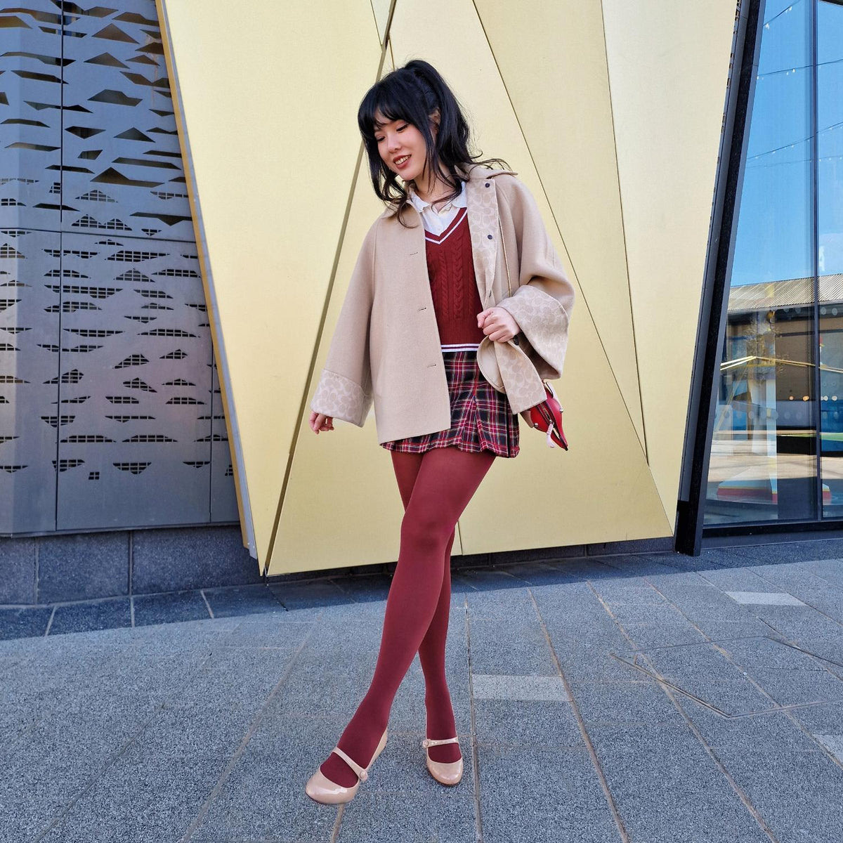 Stay Cool 80 Denier Tights - Burgundy