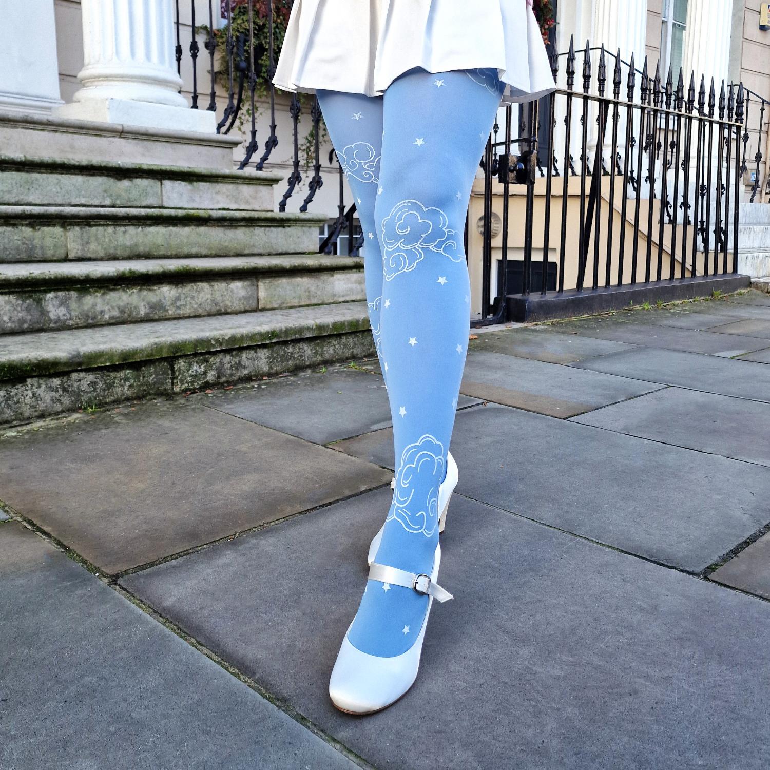 80 Denier Opaque Tights - Woodcut Clouds