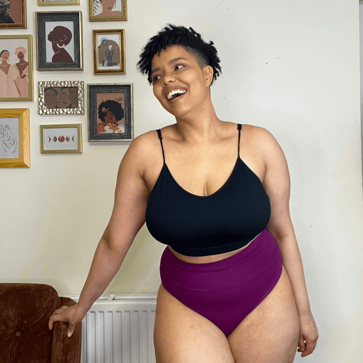 Organic Cotton Cheeky High Leg Knickers - Figgy Pudding