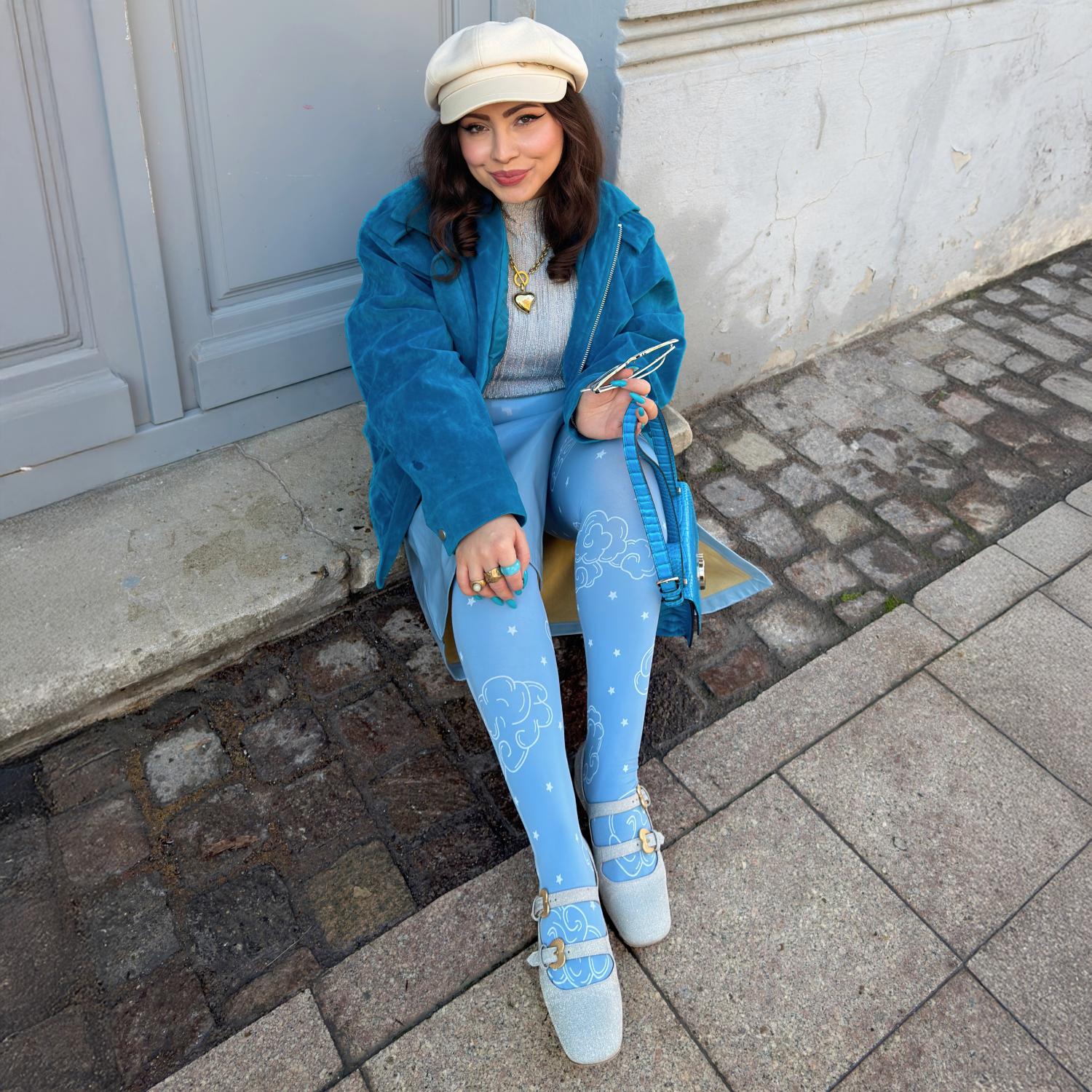 80 Denier Opaque Tights - Woodcut Clouds