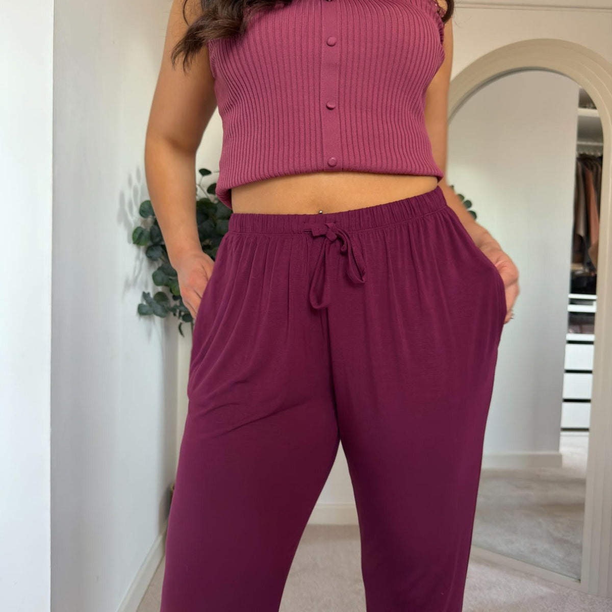 Bamboo Lounge Joggers - Cherry