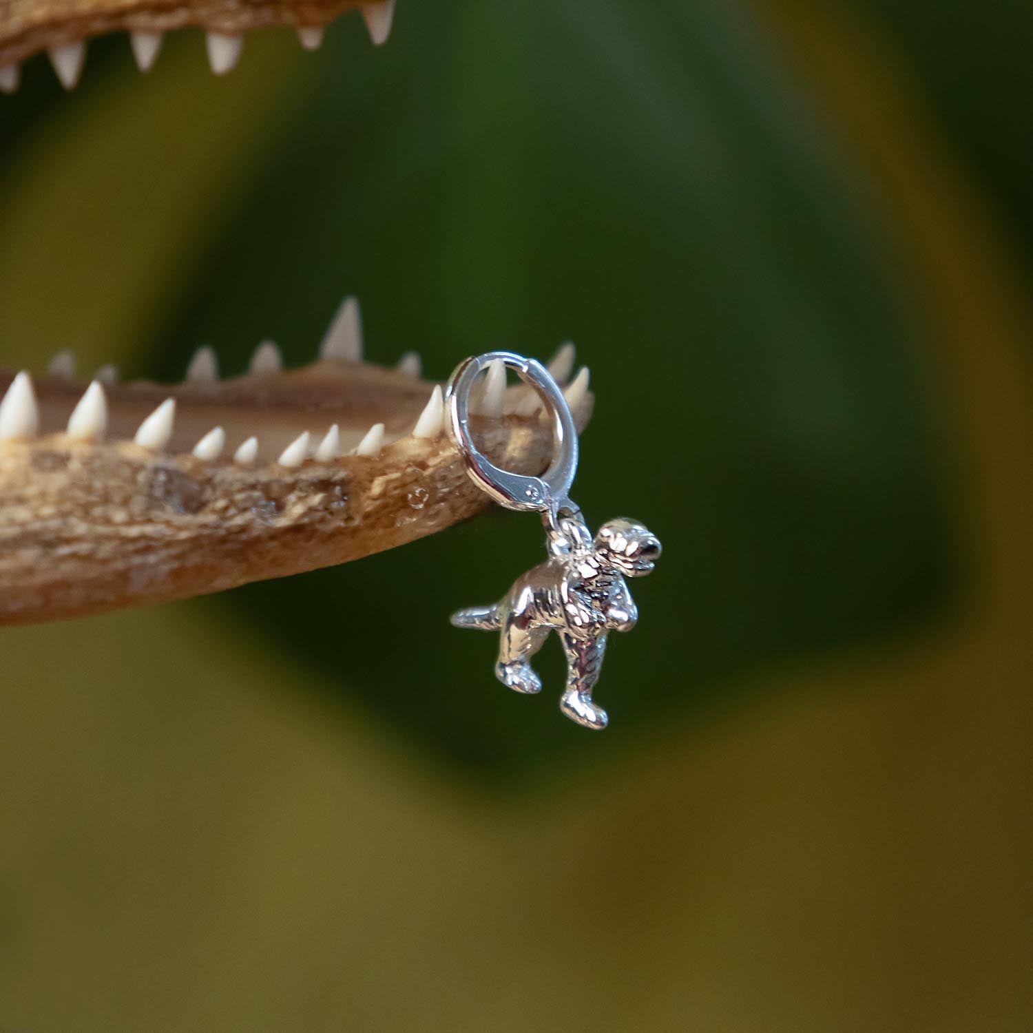 Dinosaur Hoop Earrings - Silver