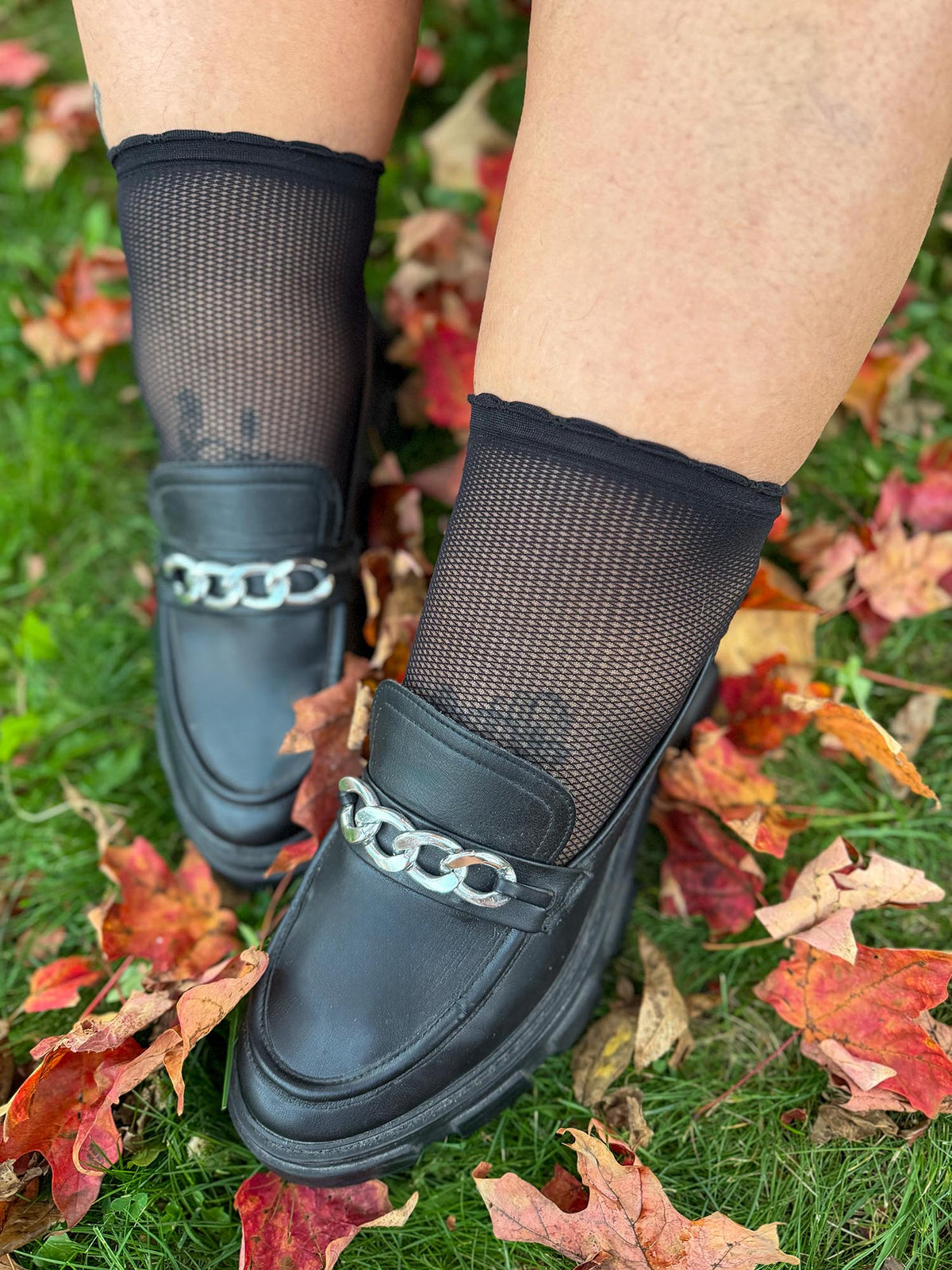 Fishnet Ankle Socks - Black