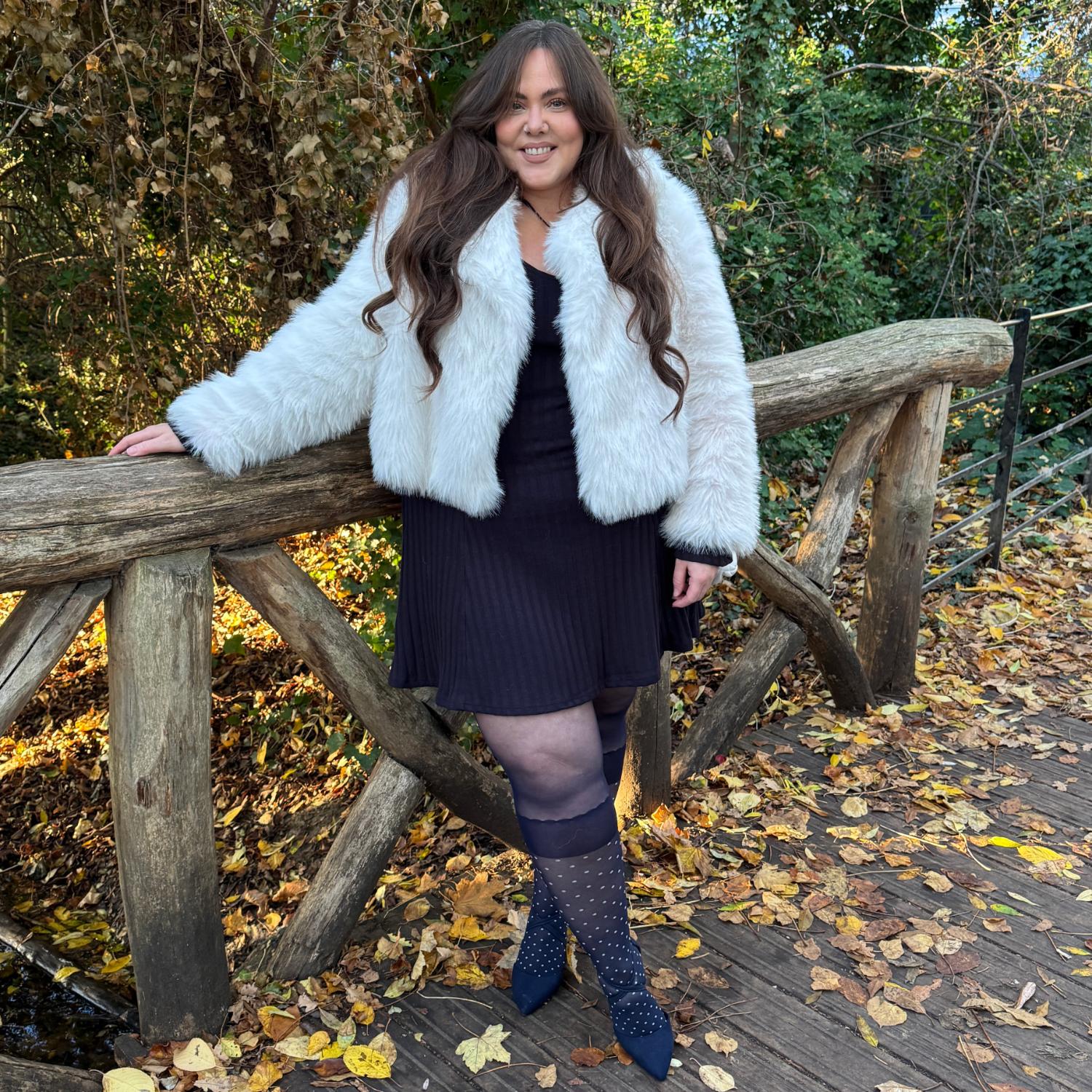 Seoul Chic Faux Sock Tights - Navy