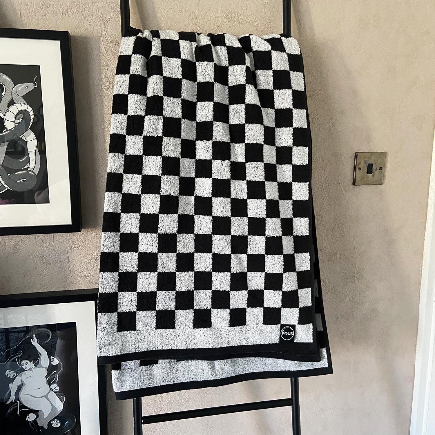 Big Softee Towel - Checkerboard - Black/White