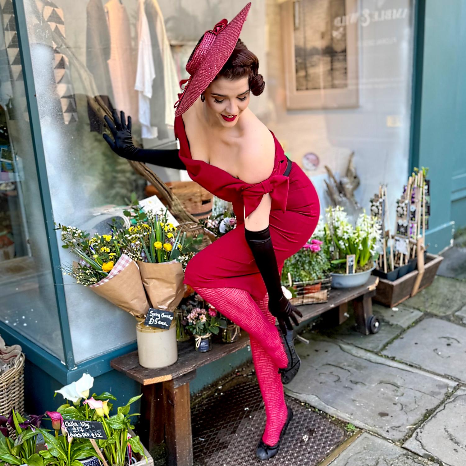 Fishnet Tights - Traditional in Red