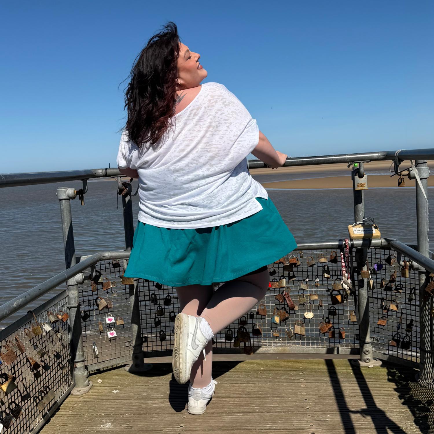 Debbie Off-Shoulder Tee - Chompy Shark Print