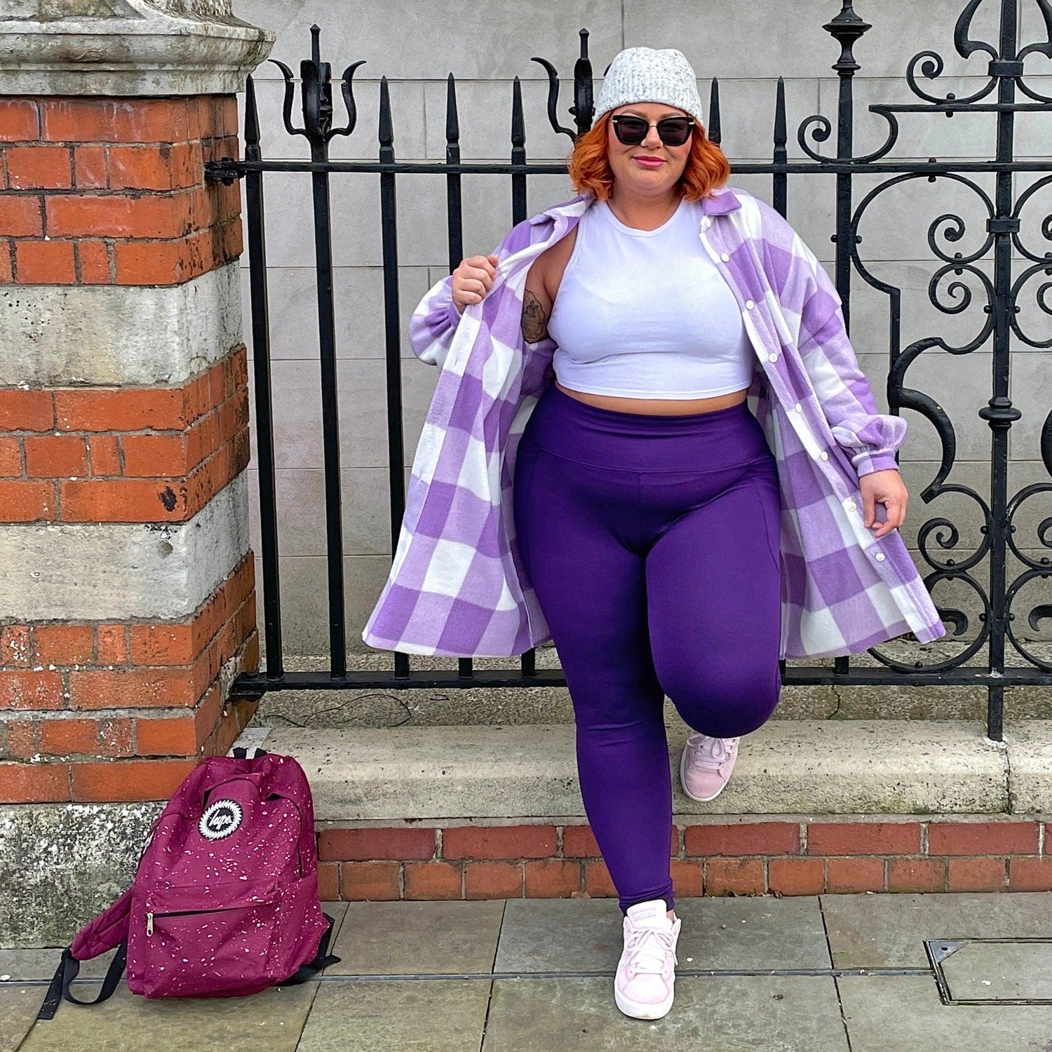 Długie legginsy Squat Proof - Suffragette Purple